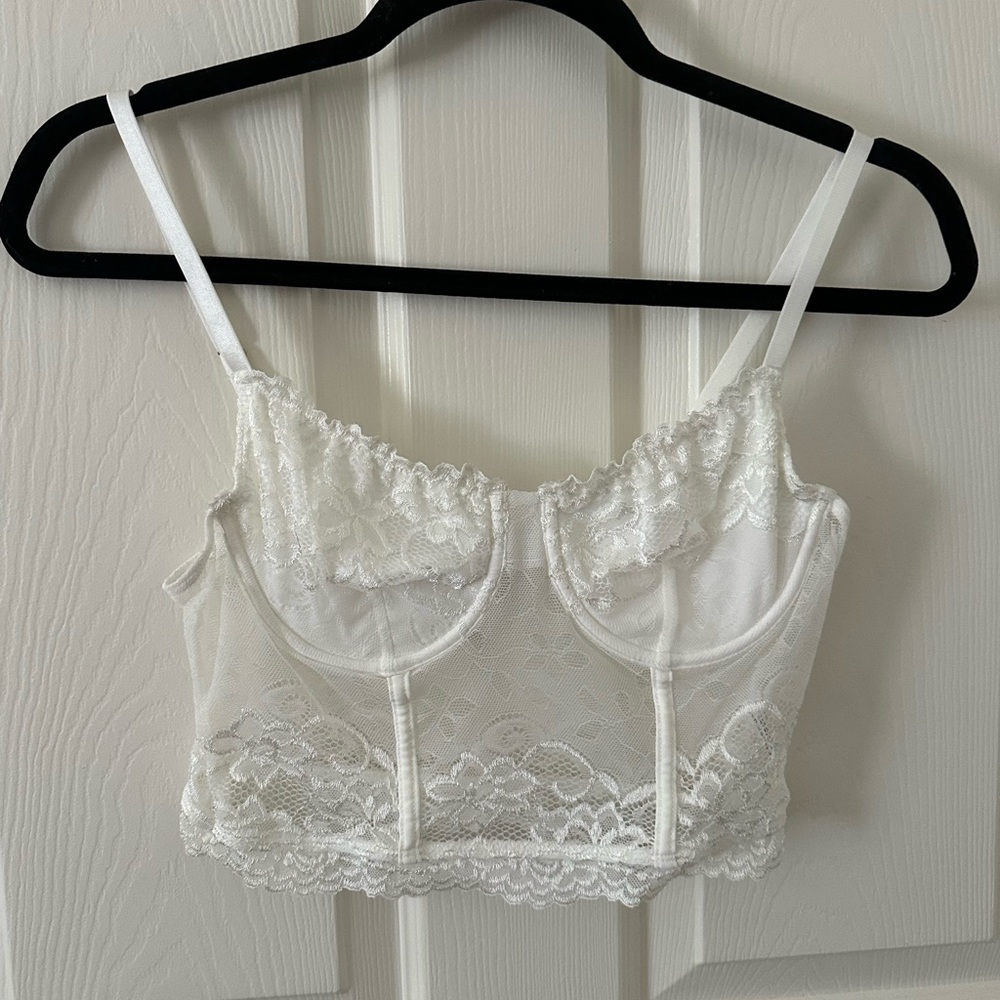 White Lace Corset with Adjustable Straps